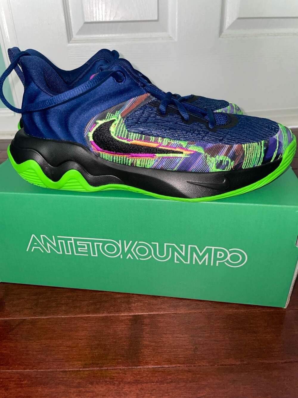 Nike Giannis Immortality 4 KC (GS) Blue Void/Black-Green Strike Youth Size 6.5Y